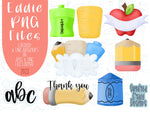 Teacher appreciation png graphic bundle set for Eddie edible printer, back to school royal icing image png file education plaque and banner