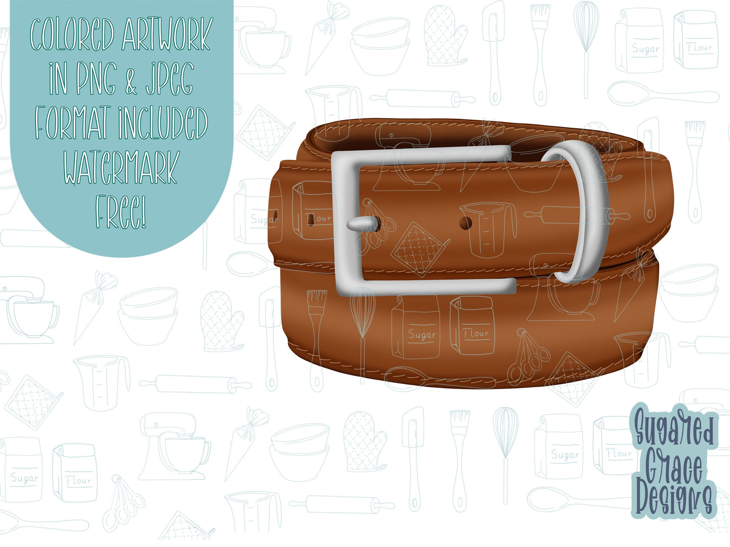 Brown leather belt Cookie cutter stl files for 3d printing, printable png images for Eddie edible printers, masculine Father’s Day gift