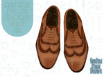 Brown leather dress shoes Cookie cutter stl files for 3d printing, printable png images for Eddie edible printers, masculine Father’s Day