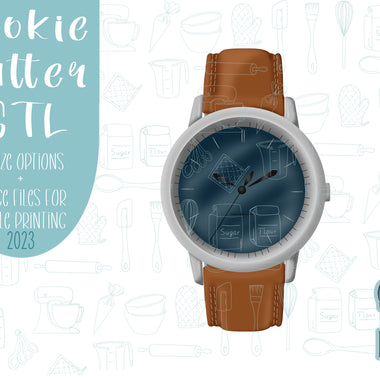 Brown leather watch Cookie cutter stl files for 3d printing, printable png images for Eddie edible printers, masculine Father’s Day gift