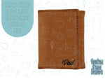 Brown leather wallet Cookie cutter stl files for 3d printing, printable png images for Eddie edible printers, masculine Father’s Day gift