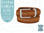 Brown leather belt Cookie cutter stl files for 3d printing, printable png images for Eddie edible printers, masculine Father’s Day gift