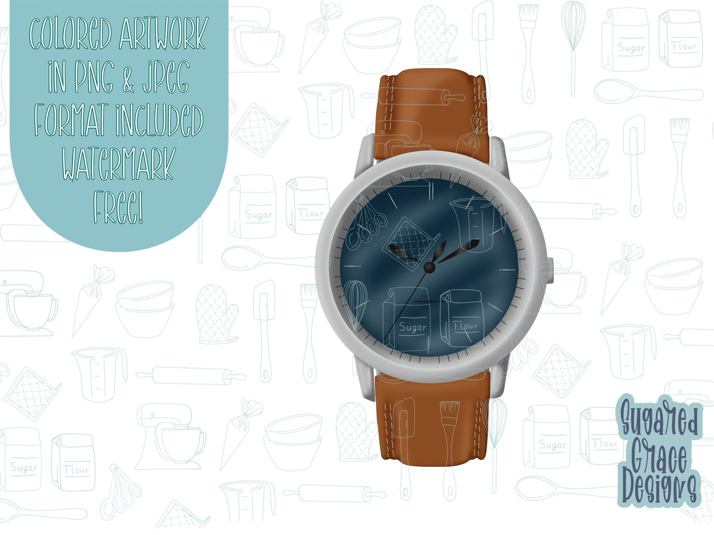 Brown leather watch Cookie cutter stl files for 3d printing, printable png images for Eddie edible printers, masculine Father’s Day gift