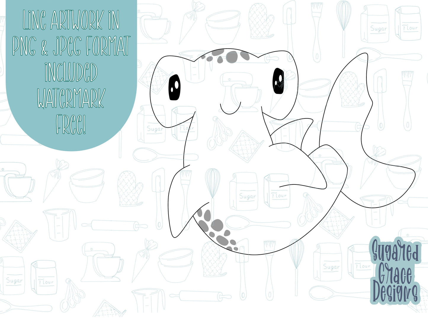 Hammerhead Shark Cookie cutter stl files for 3d printing, printable png images for Eddie edible printers, shark week, summer break, ocean