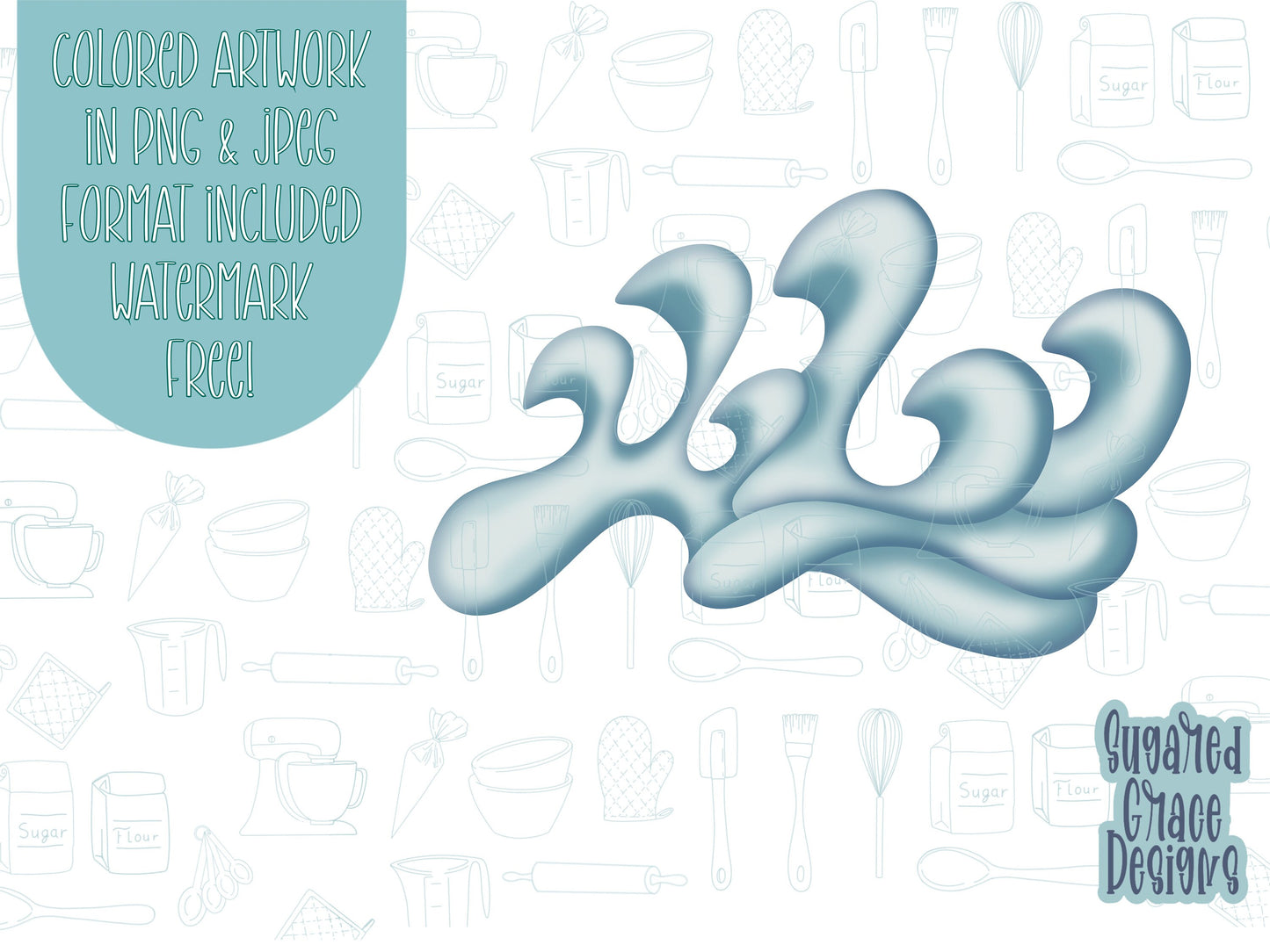 Ocean wave Cookie cutter stl files for 3d printing, printable png images for Eddie edible printers, shark week, summer break, sea water