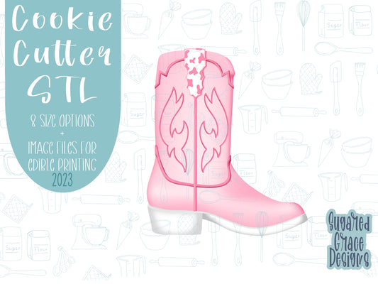Cowgirl boot Cookie cutter stl files for 3d printing, bachelorette cowgirl printable png images for Eddie edible printers