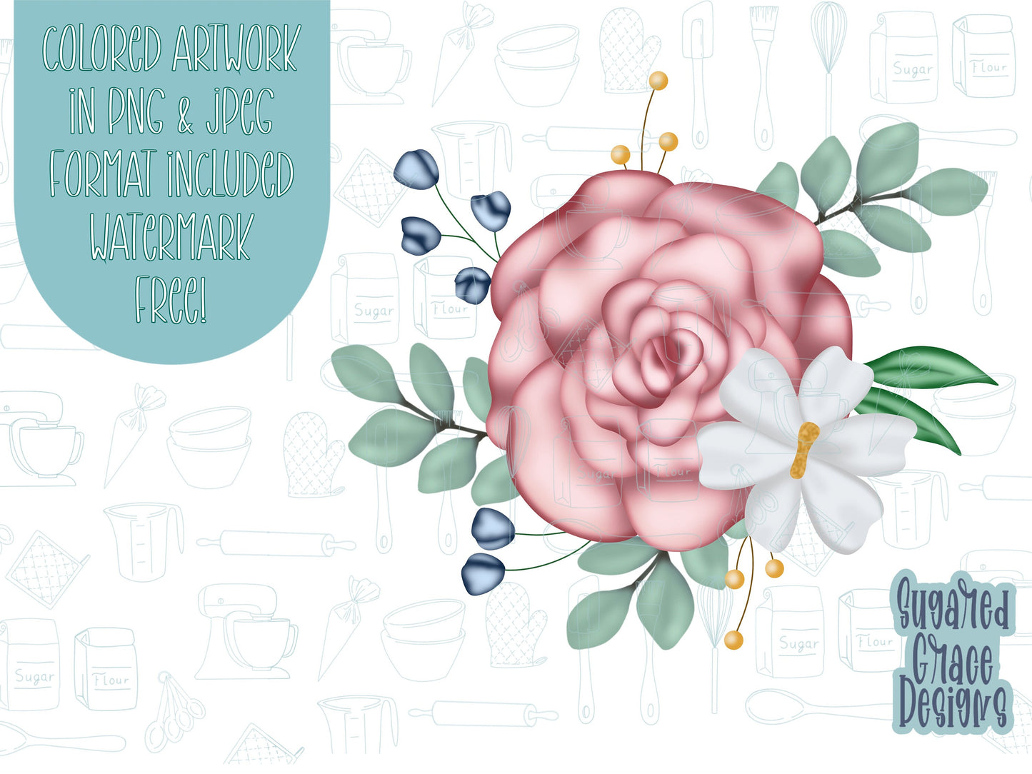 Floral bouquet Cookie cutter stl files for 3d printing, printable flower png images for Eddie edible printers
