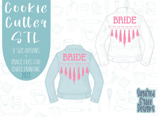 Jean jacket Cookie cutter stl files for 3d printing, bachelorette printable png images for Eddie edible printers