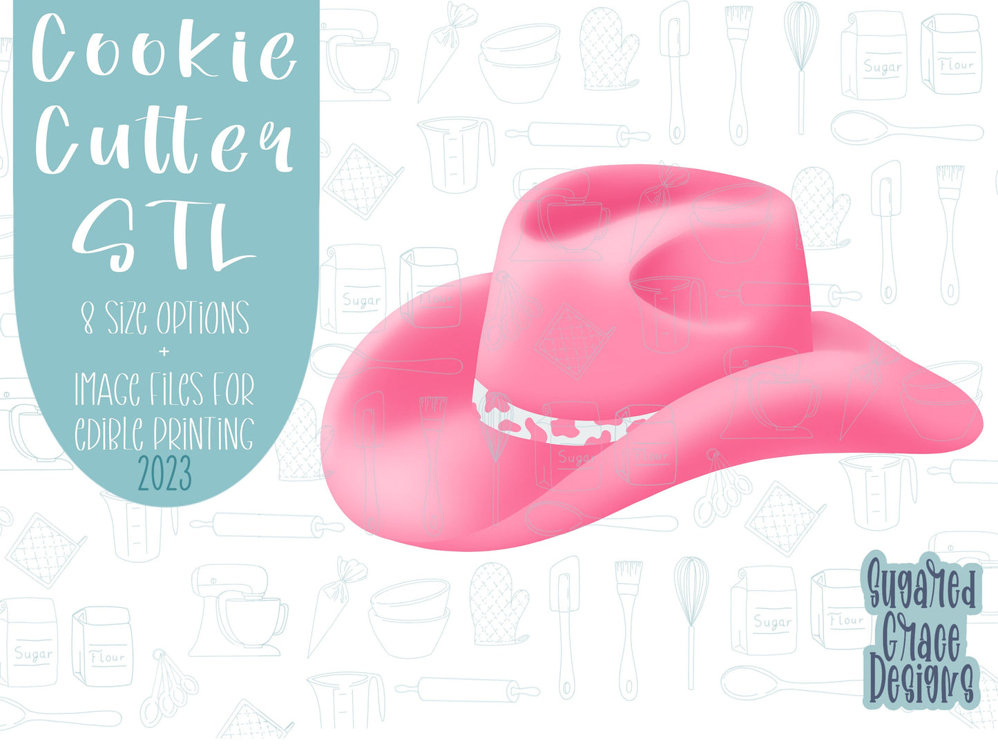 Cowgirl hat Cookie cutter stl files for 3d printing, bachelorette cowgirl printable png images for Eddie edible printers