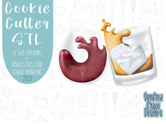 Stemless wine glass Cookie cutter stl files for 3d printing, printable whiskey glass png images for Eddie edible printers