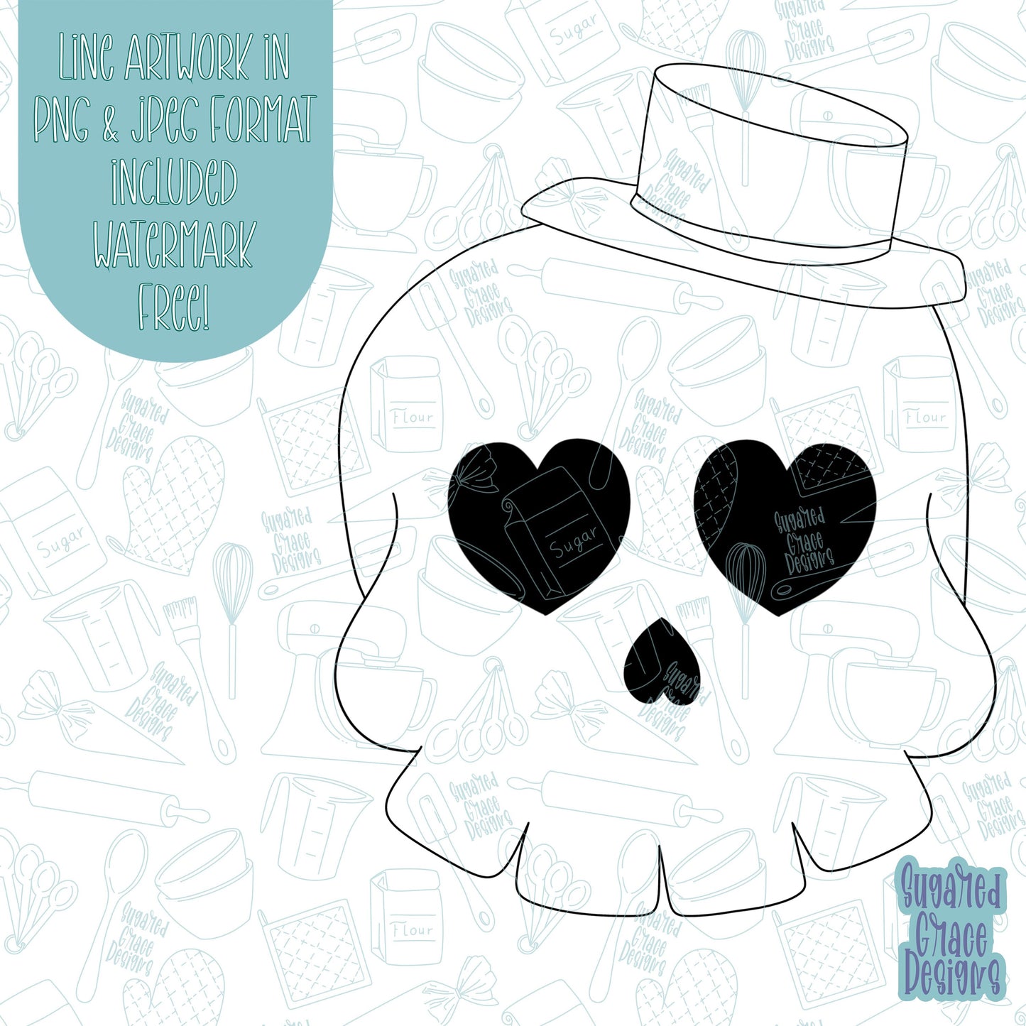 Mr skull with hat Cookie cutter stl files for 3d printing with matching printable png images for Eddie edible printers