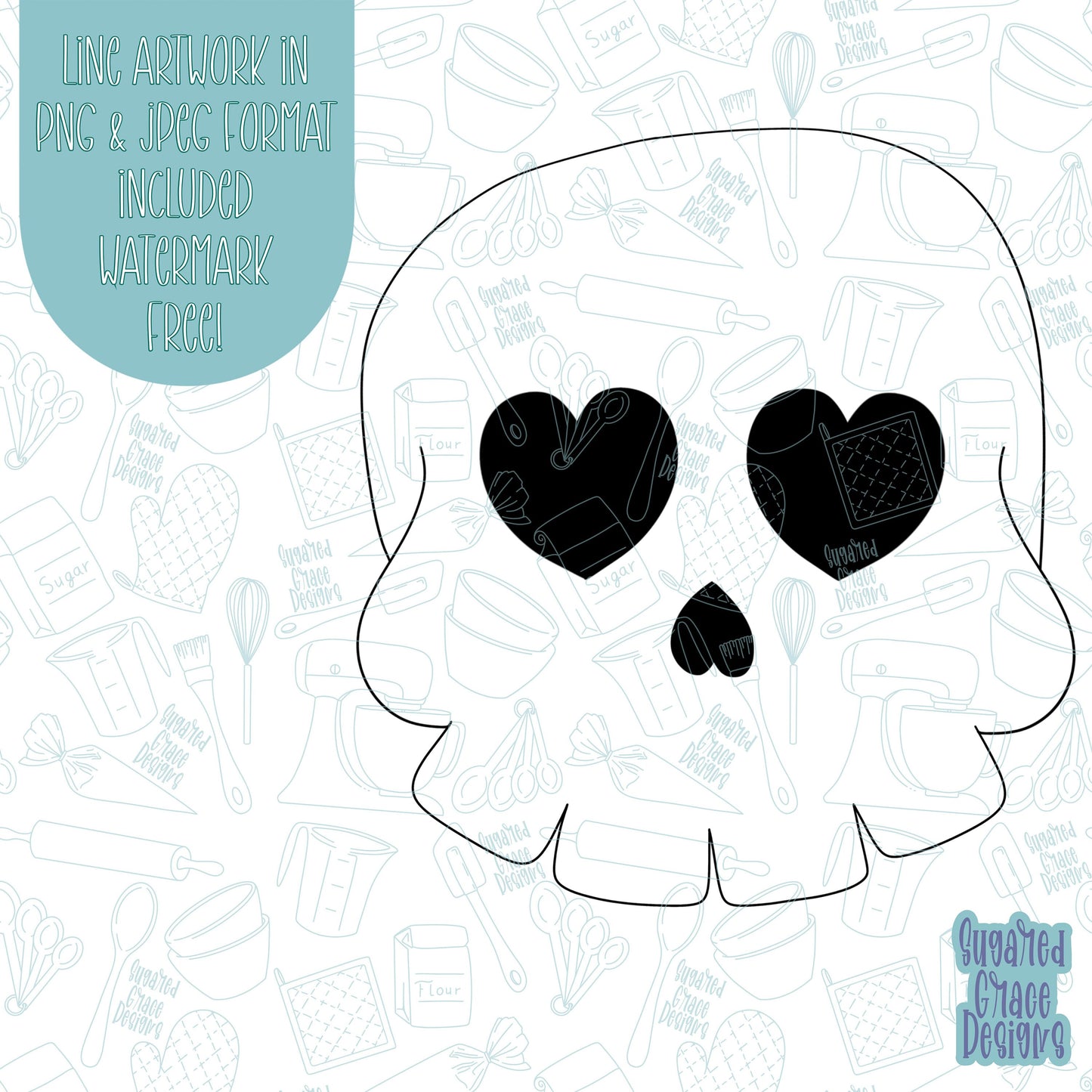 Skull Cookie cutter stl files for 3d printing with matching printable png images for Eddie edible printers