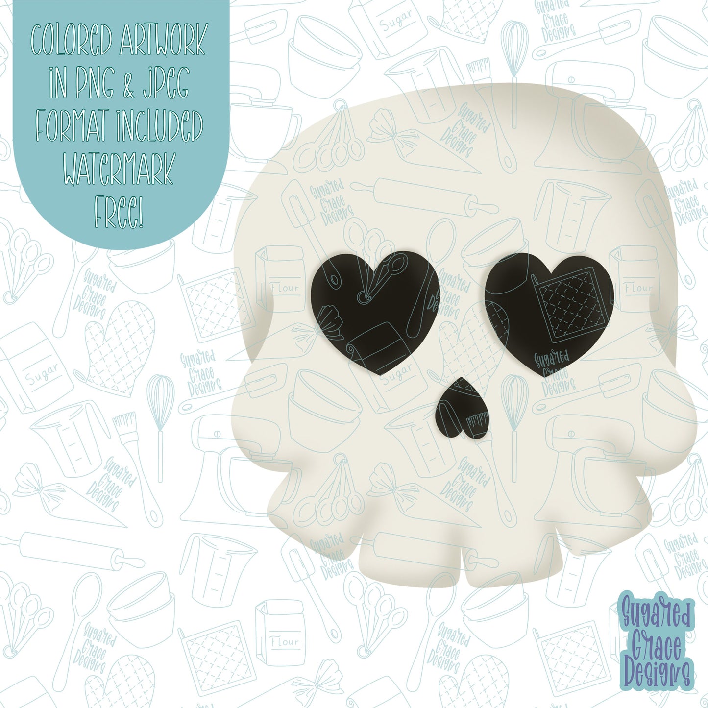 Skull Cookie cutter stl files for 3d printing with matching printable png images for Eddie edible printers