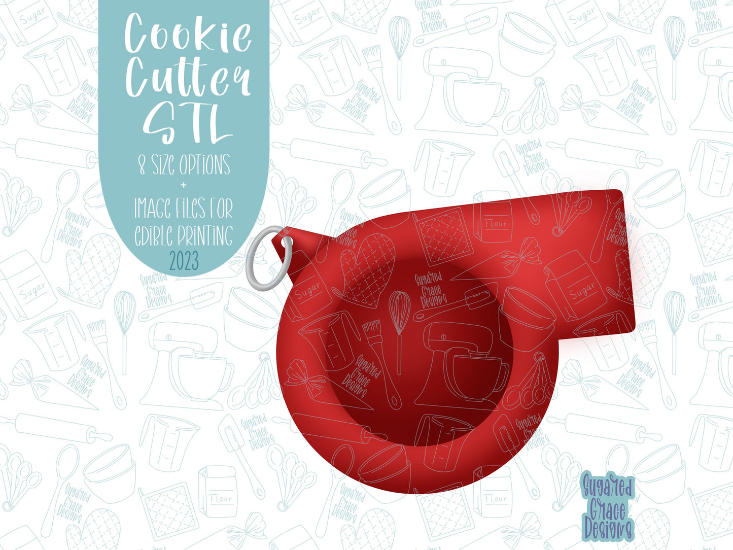 Referee whistle Cookie cutter stl files for 3d printing with matching printable png images for Eddie edible printers