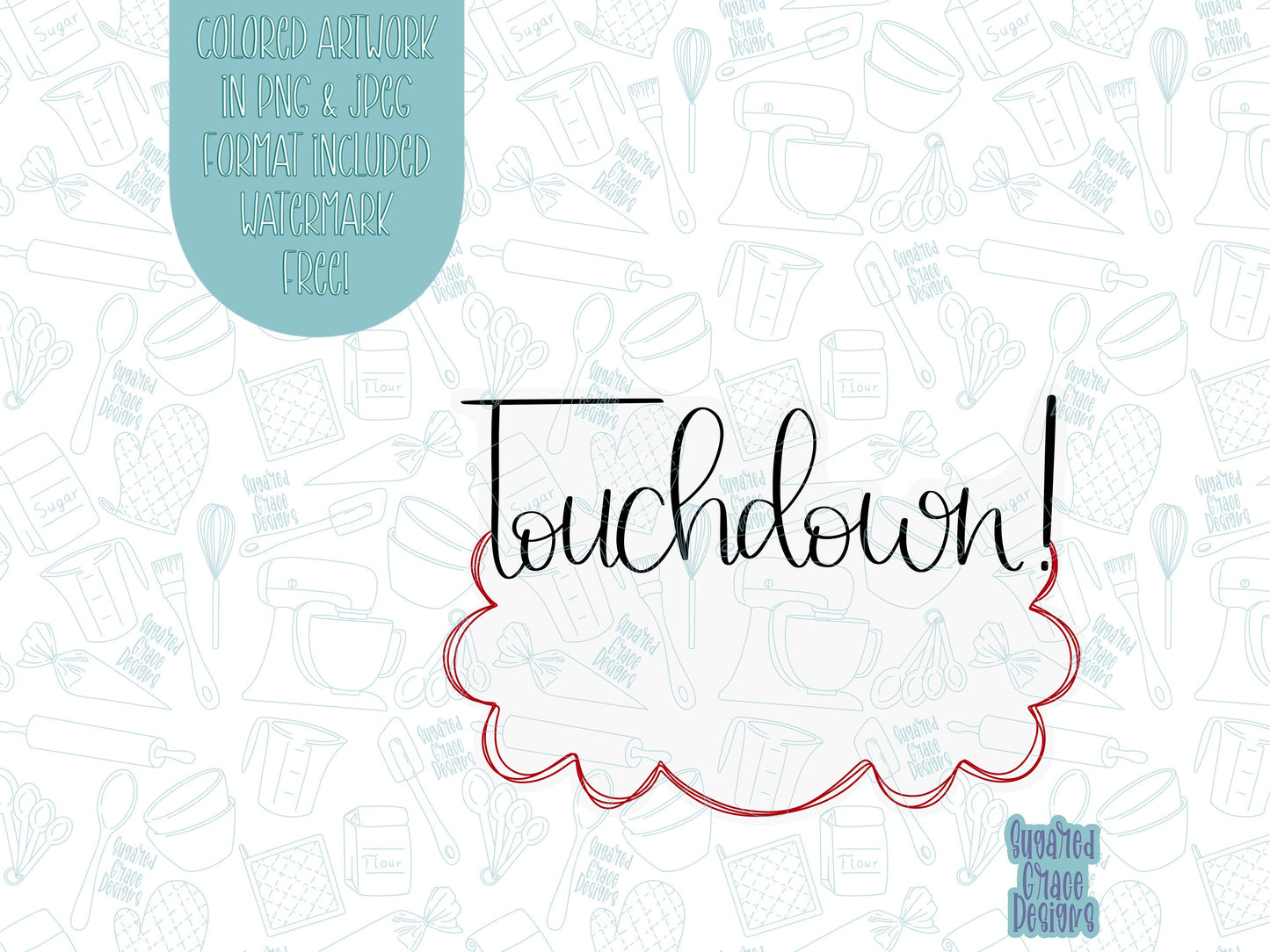Touchdown plaque Cookie cutter stl files for 3d printing with matching printable png images for Eddie edible printers