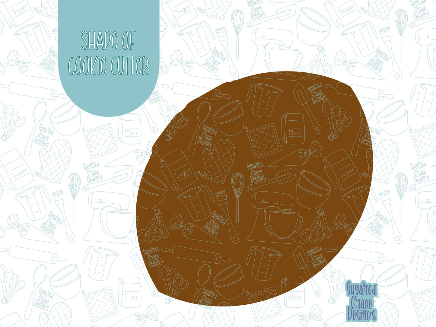Football Cookie cutter stl files for 3d printing with matching printable png images for Eddie edible printers