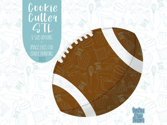 Football Cookie cutter stl files for 3d printing with matching printable png images for Eddie edible printers