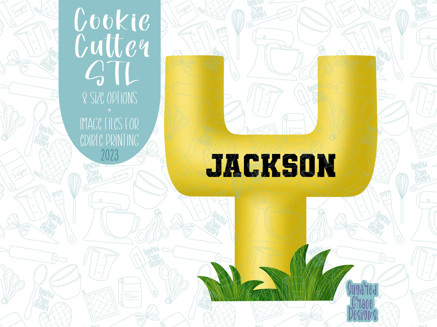 Goal post Cookie cutter stl files for 3d printing with matching printable png images for Eddie edible printers