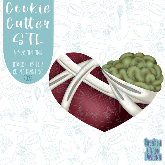 Zombie heart Cookie cutter stl files for 3d printing with matching printable png images for Eddie edible printers