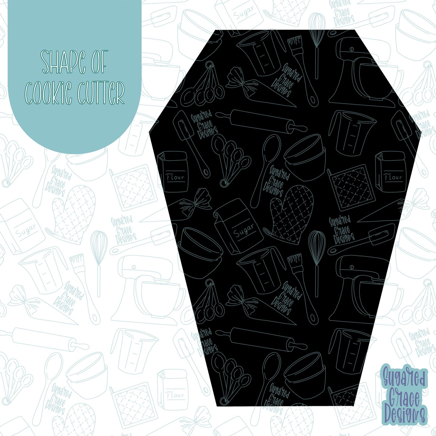 Till death coffin Cookie cutter stl files for 3d printing with matching printable png images for Eddie edible printers