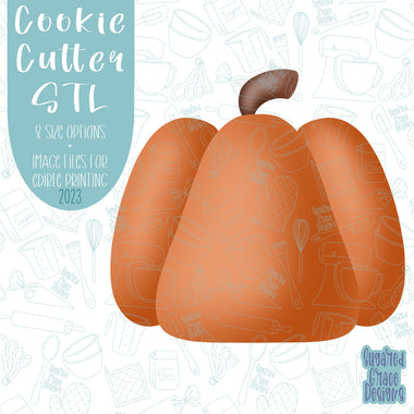 Fall Pumpkin Cookie cutter stl files for 3d printing with matching printable png images for Eddie edible printers