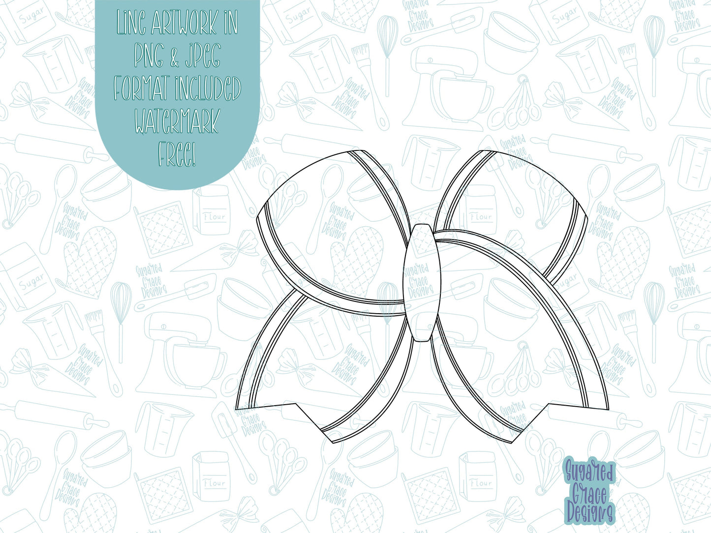 Cheer bow cookie cutter stl file set for 3d printing with matching printable png images for Eddie edible printers