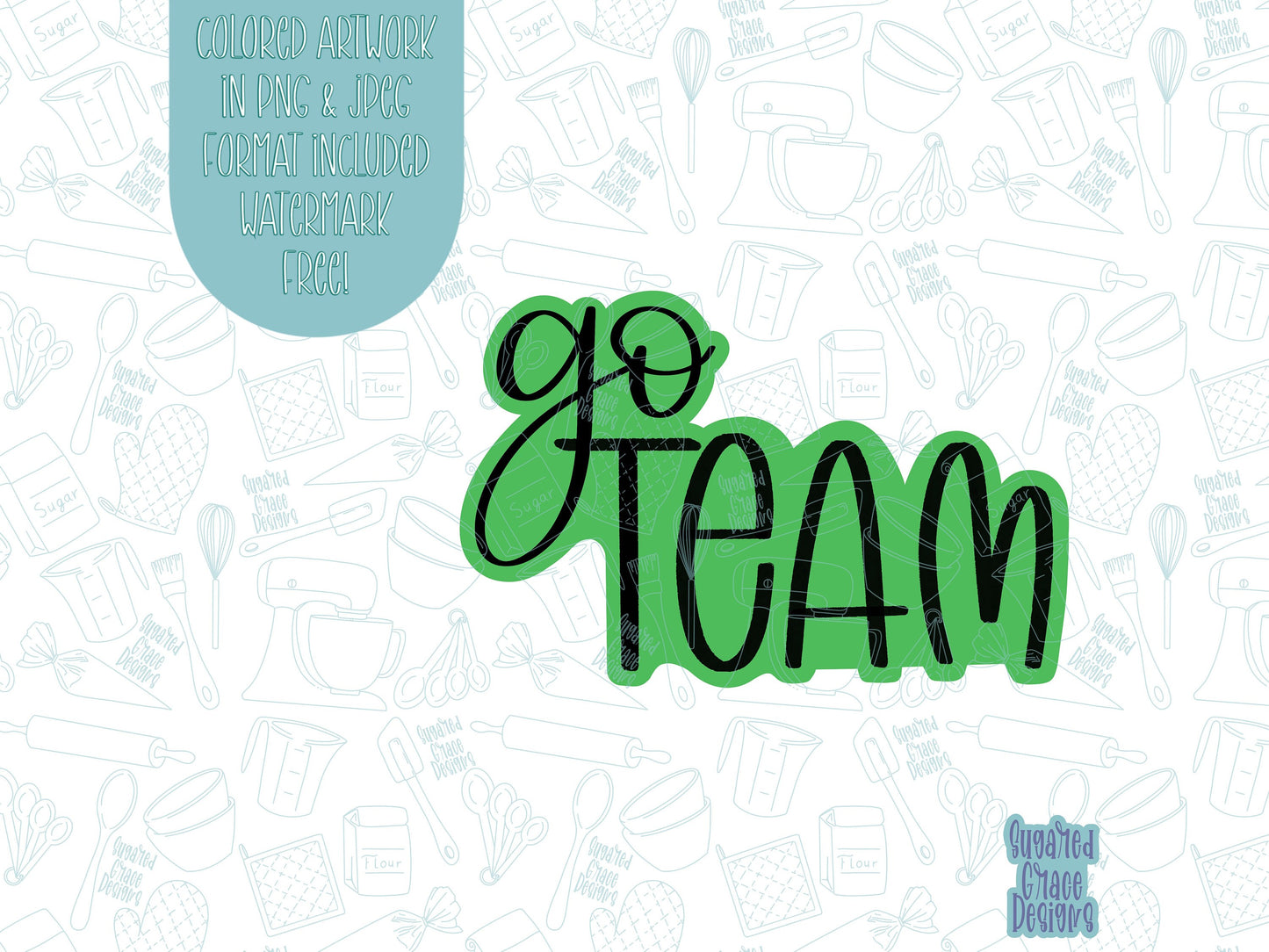 Go team cookie cutter stl file set for 3d printing with matching printable png images for Eddie edible printers