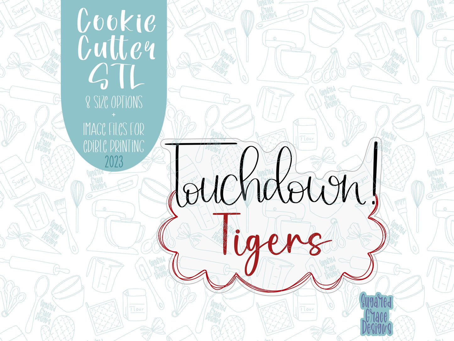 Touchdown plaque Cookie cutter stl files for 3d printing with matching printable png images for Eddie edible printers