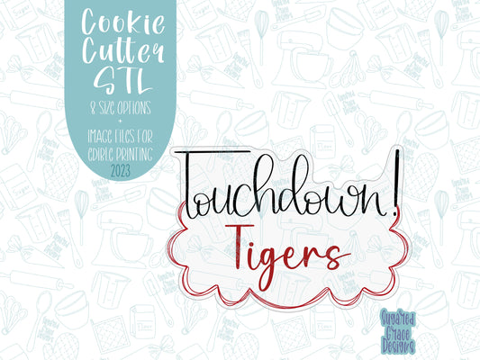 Touchdown plaque Cookie cutter stl files for 3d printing with matching printable png images for Eddie edible printers