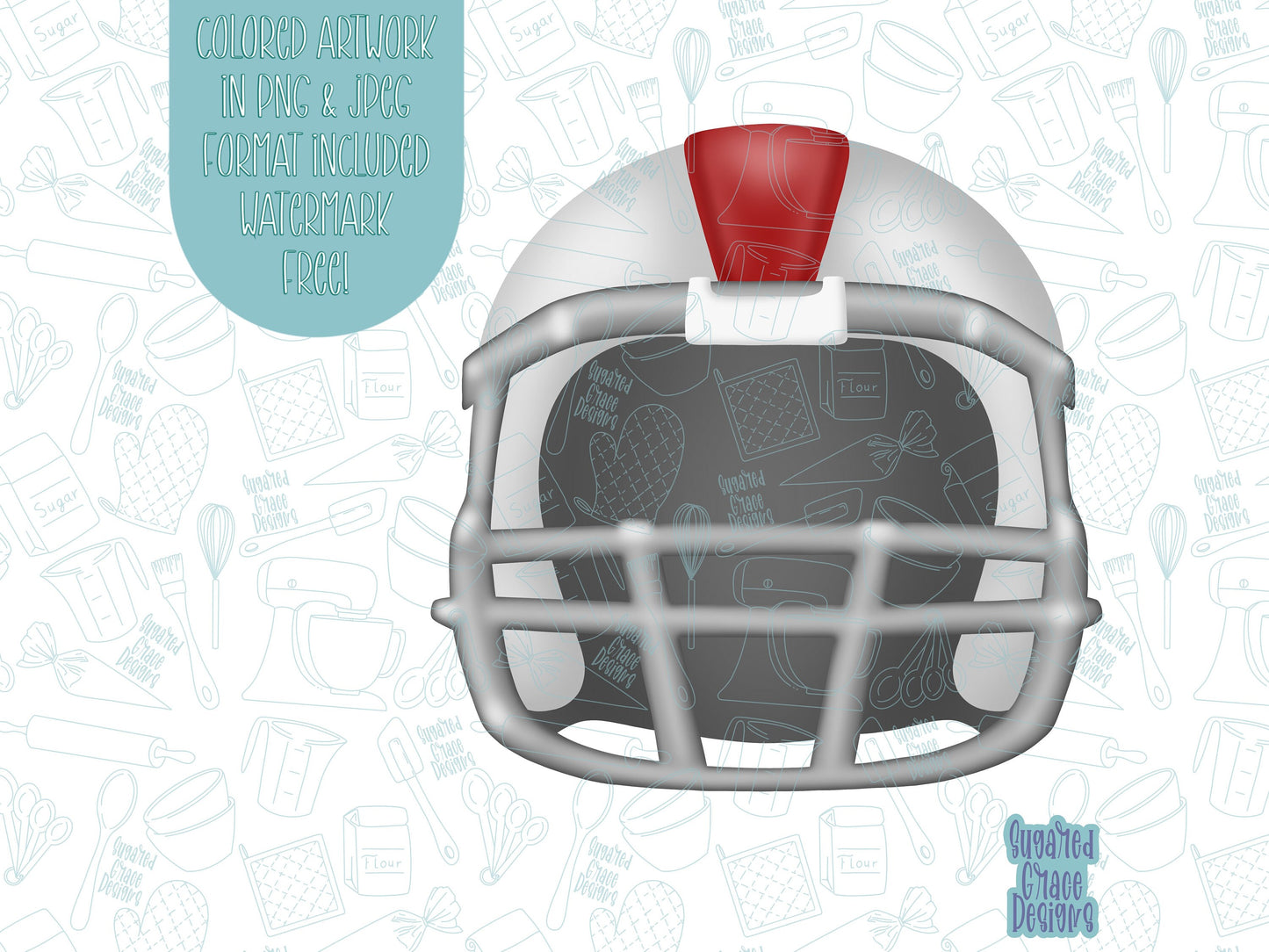 Football helmet Cookie cutter stl files for 3d printing with matching printable png images for Eddie edible printers