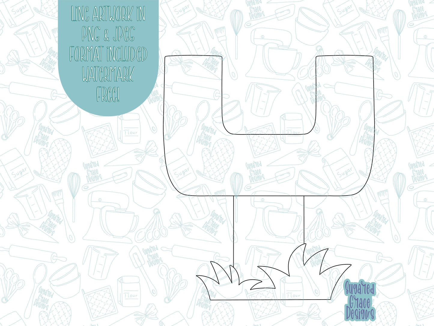 Goal post Cookie cutter stl files for 3d printing with matching printable png images for Eddie edible printers