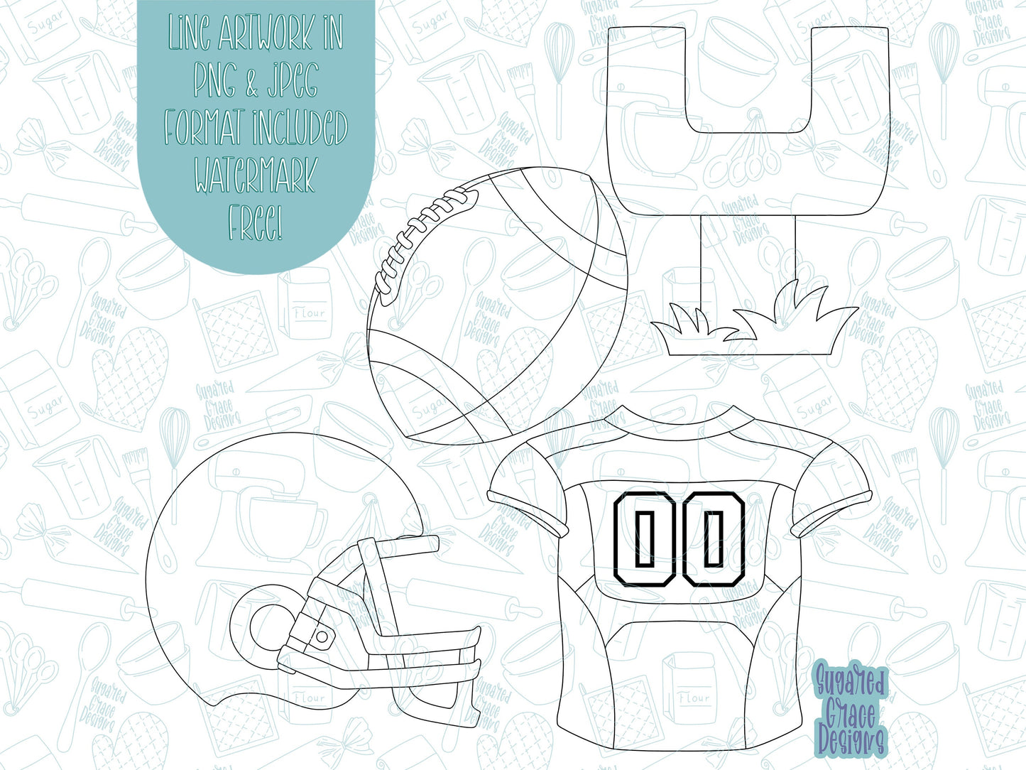 Football Cookie cutter stl file set for 3d printing with matching printable png images for Eddie edible printers