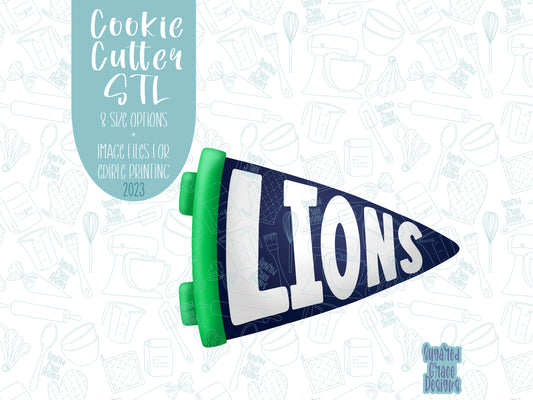 Cheer flag cookie cutter stl file set for 3d printing with matching printable png images for Eddie edible printers