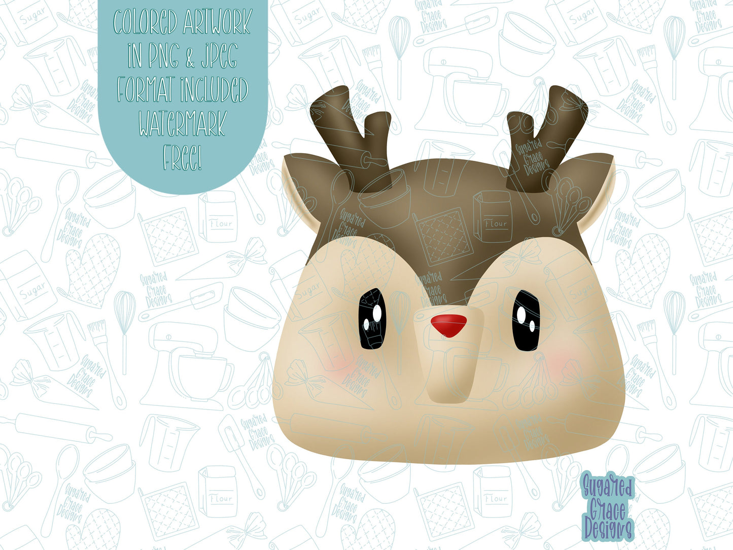 Christmas reindeer Cookie cutter STL file for 3D printing with png printable instant download for EDDIE edible ink printer