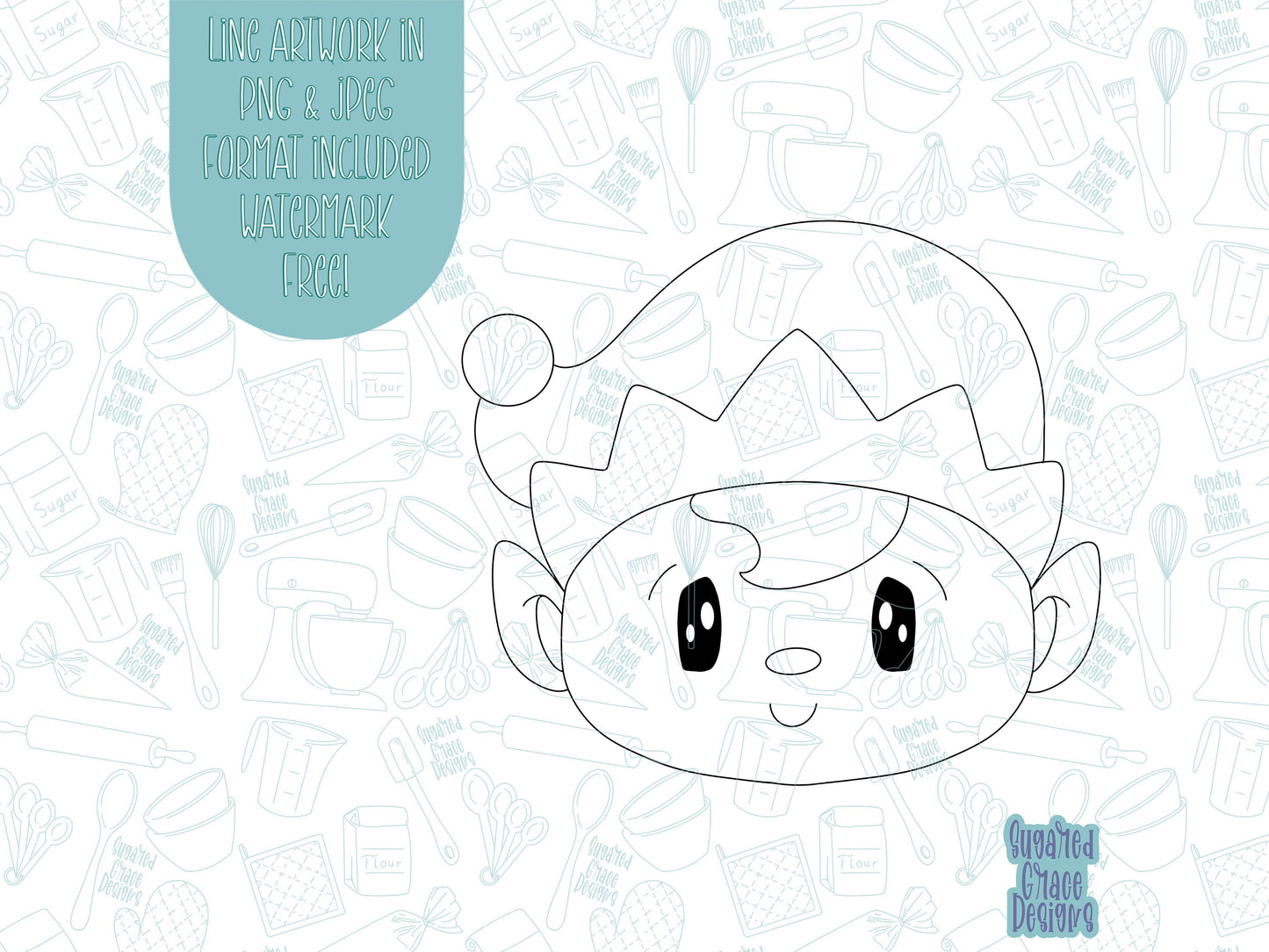 Christmas Elf Cookie cutter STL file for 3D printing with png printable instant download for EDDIE edible ink printer