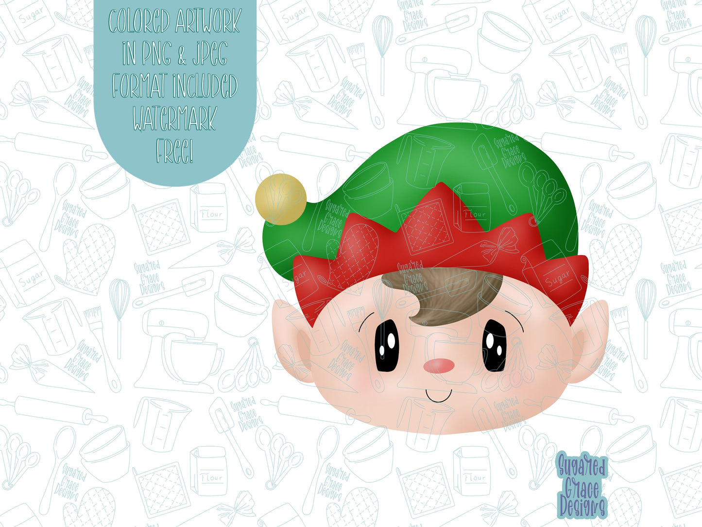 Christmas Elf Cookie cutter STL file for 3D printing with png printable instant download for EDDIE edible ink printer