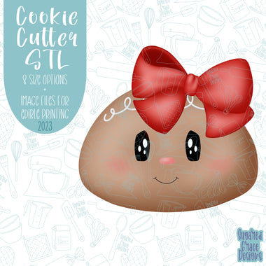 Mrs Gingerbread girl Cookie cutter STL file for 3D printing with png printable instant download for EDDIE edible ink printer