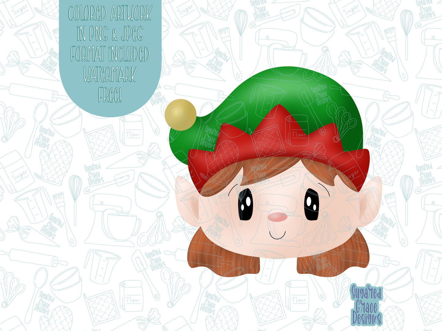 Christmas Elf girl Cookie cutter STL file for 3D printing with png printable instant download for EDDIE edible ink printer