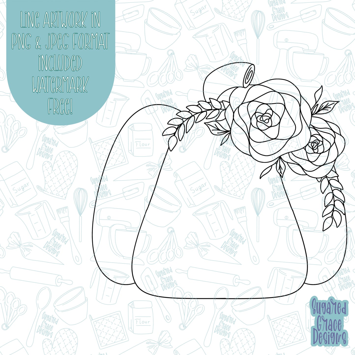 Fall floral Pumpkin Cookie cutter stl files for 3d printing with matching printable png images for Eddie edible printers, place setting
