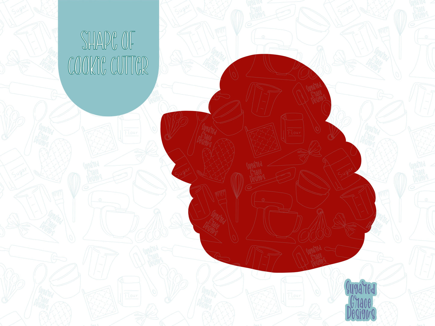 Mrs Clause Cookie cutter STL file for 3D printing with png printable instant download for EDDIE edible ink printer