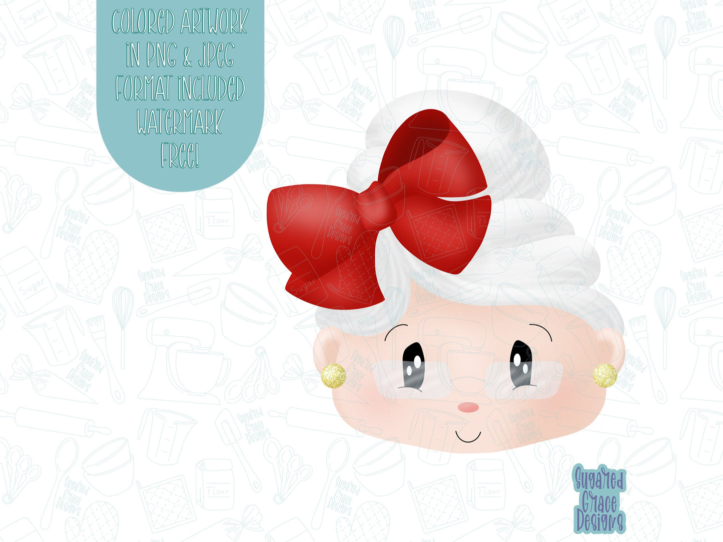 Mrs Clause Cookie cutter STL file for 3D printing with png printable instant download for EDDIE edible ink printer