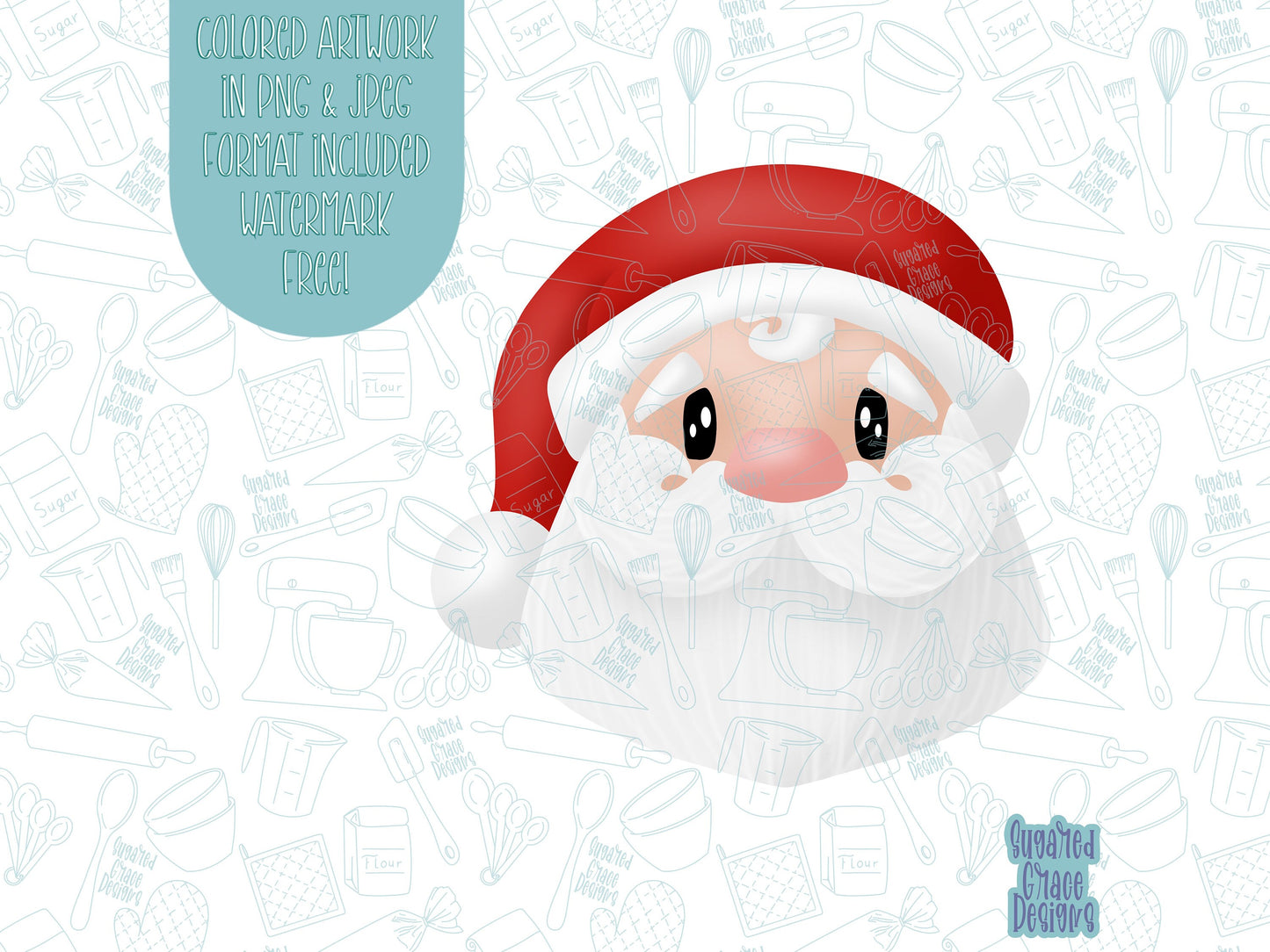 Santa Claus Cookie cutter STL file for 3D printing with png printable instant download for EDDIE edible ink printer