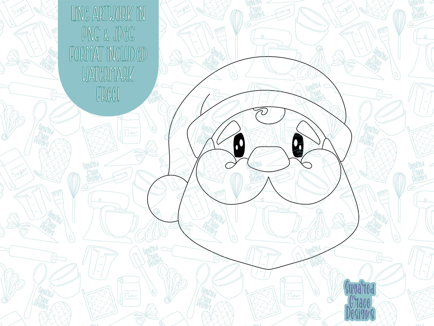 Santa Claus Cookie cutter STL file for 3D printing with png printable instant download for EDDIE edible ink printer