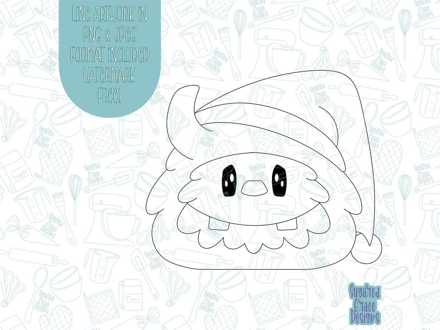 Yeti Cookie cutter STL file for 3D printing with png printable instant download for EDDIE edible ink printer