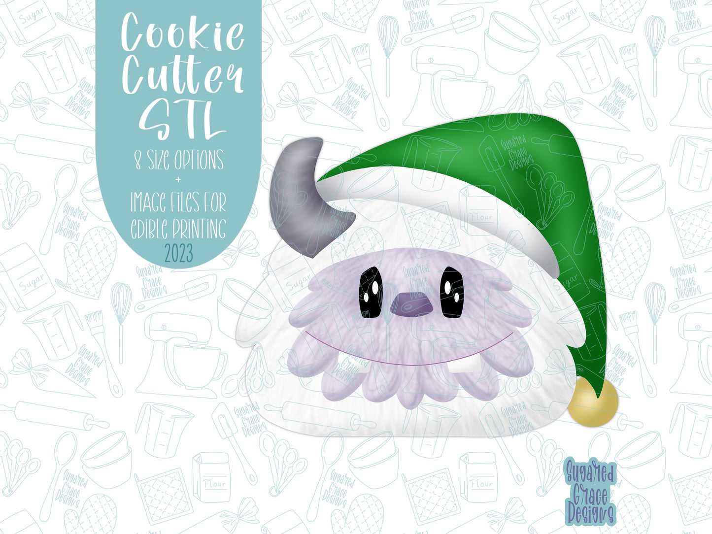 Yeti Cookie cutter STL file for 3D printing with png printable instant download for EDDIE edible ink printer