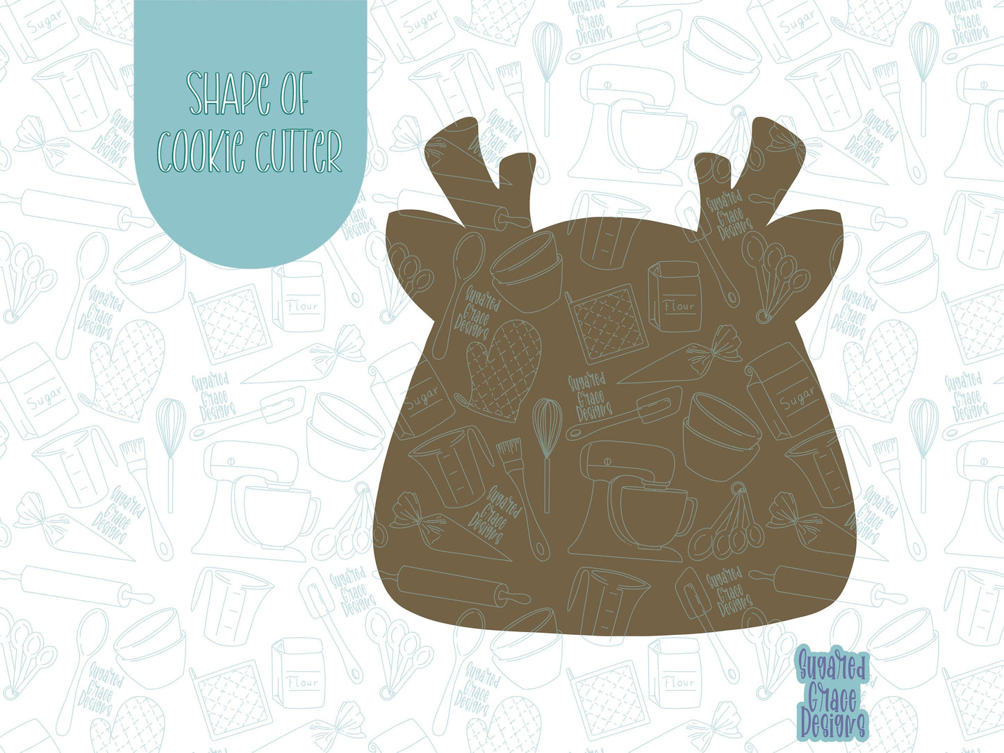 Christmas reindeer Cookie cutter STL file for 3D printing with png printable instant download for EDDIE edible ink printer