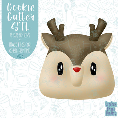 Christmas reindeer Cookie cutter STL file for 3D printing with png printable instant download for EDDIE edible ink printer