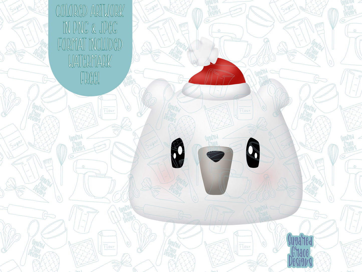 Polar bear Cookie cutter STL file for 3D printing with png printable instant download for EDDIE edible ink printer