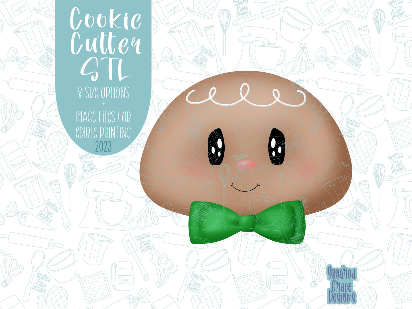 Gingerbread man Cookie cutter STL file for 3D printing with png printable instant download for EDDIE edible ink printer