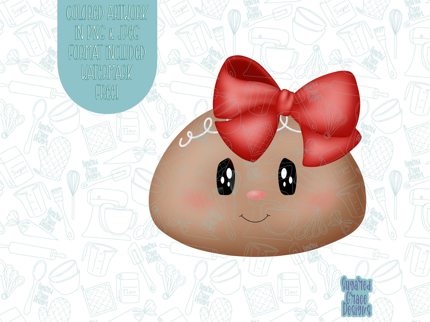 Mrs Gingerbread girl Cookie cutter STL file for 3D printing with png printable instant download for EDDIE edible ink printer